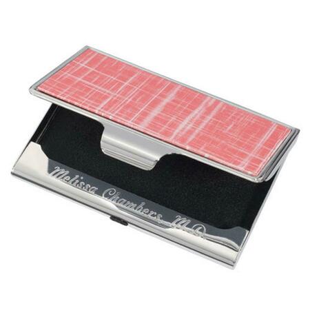 VISOL Sania Pink Slate Finish Stainless Steel Business Card Case V619B